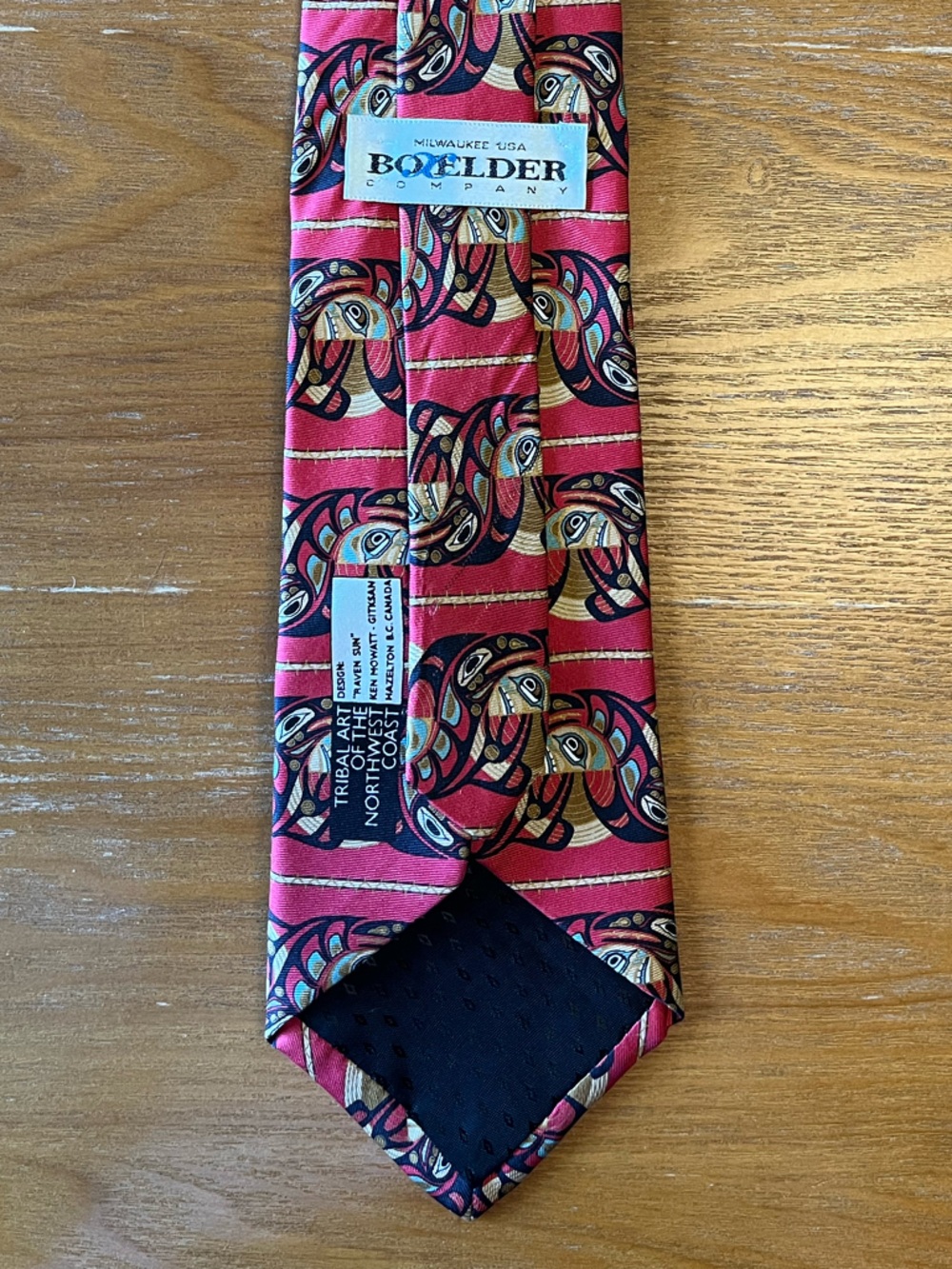 Boxer Company Silk Tie – Totem Pattern – Northwest Tribal Art – Red